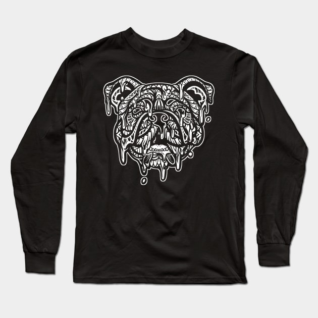 Drippy English Bulldog Long Sleeve T-Shirt by Barabarbar artwork